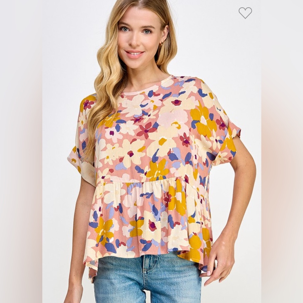 Floral Print Baby Doll Blouse Top